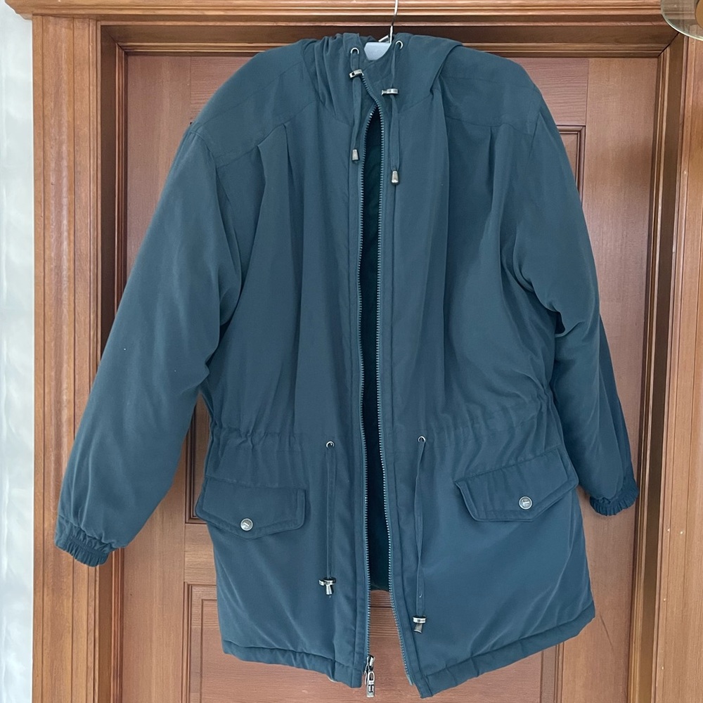 Towne from London fog puffy dark green jacket
